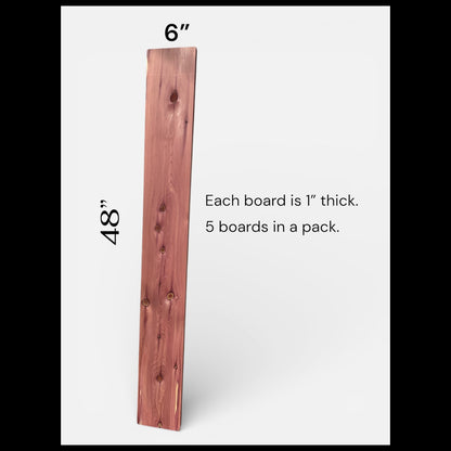 Eastern Cedar Boards — 5-Pack of 1x6x4 S4S Premium Cedar Lumber